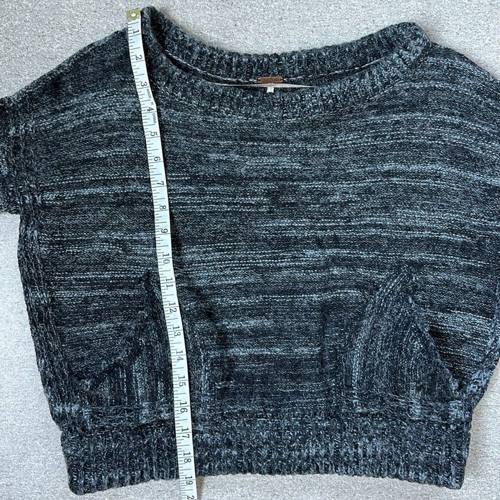 Free People In My Pocket Cropped Boxy Sweater w/ Pockets in Charcoal Grey XS - Picture 8 of 15